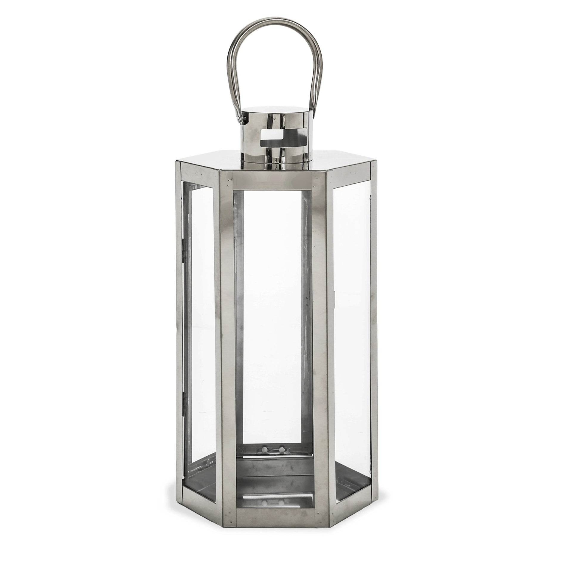 Frank 16"H Stainless Steel Lantern - Silver