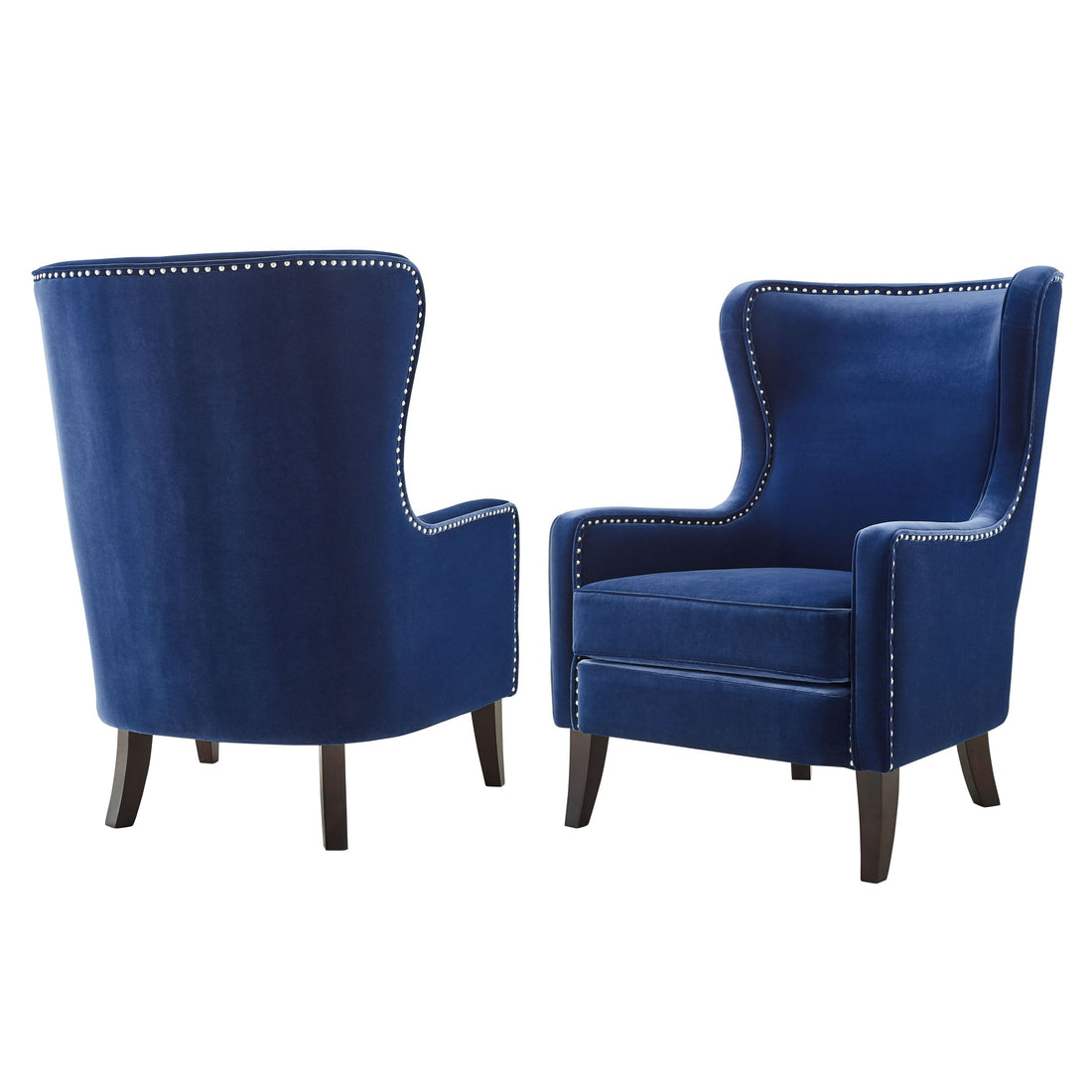Rosco Velvet Wingback Chair Sapphire - Blue Faux