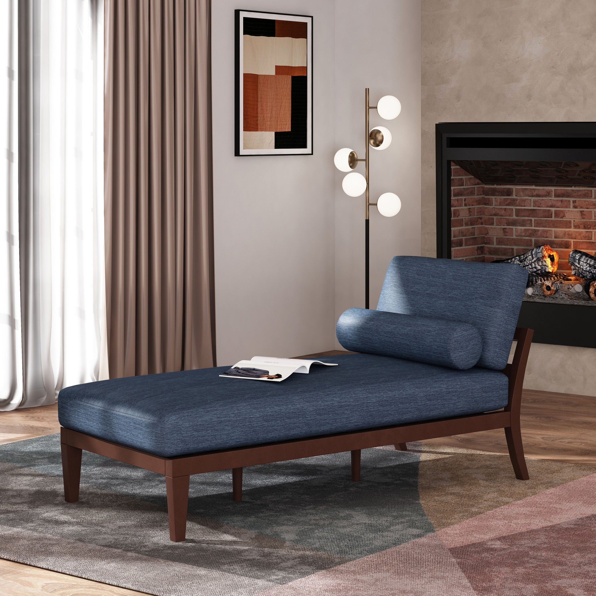 CHAISE LOUNGE navy blue-fabric