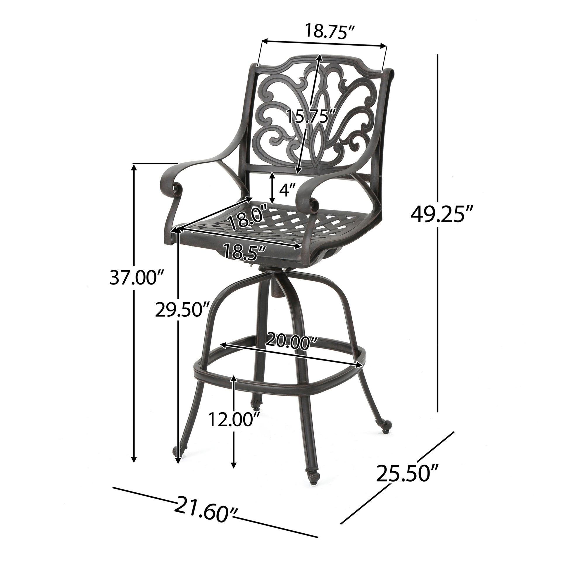 ALFRESCO KD SWIVEL BARSTOOL copper-aluminium