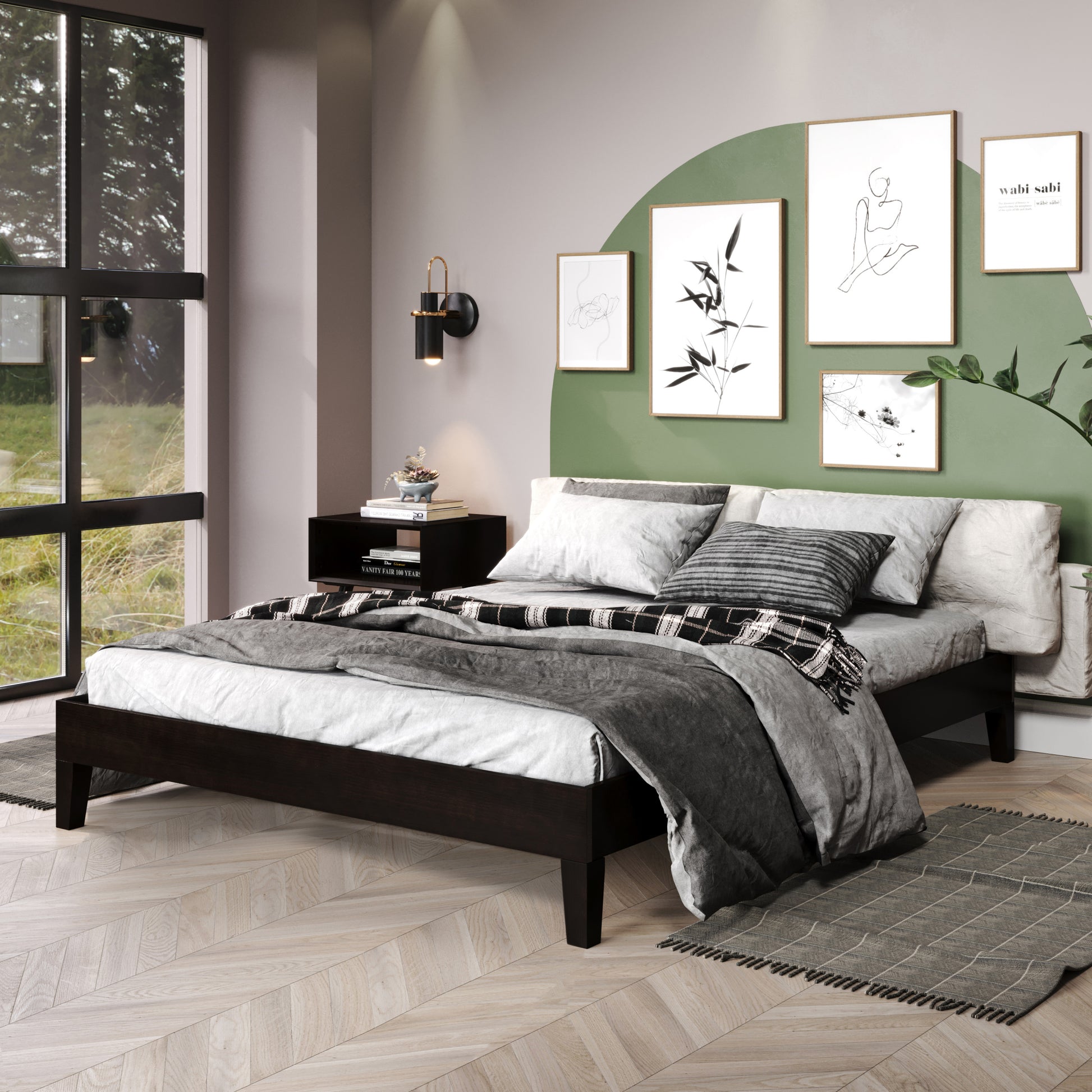 Nix Queen Platform Bed Black - Queen Black Wood