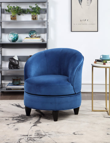 Sophia Swivel Chair Velvet Blue - Blue Wood