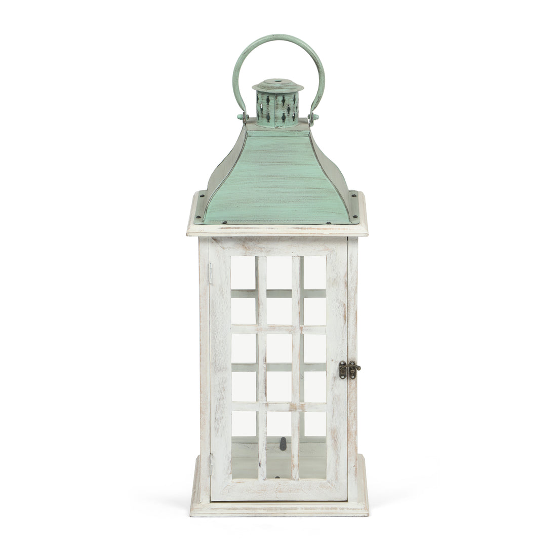 SMALL LANTERN white+green-wood