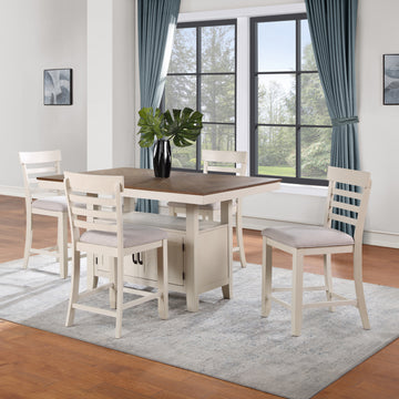 Hyland 5 Piece Dining Set Brown - Beige Wood