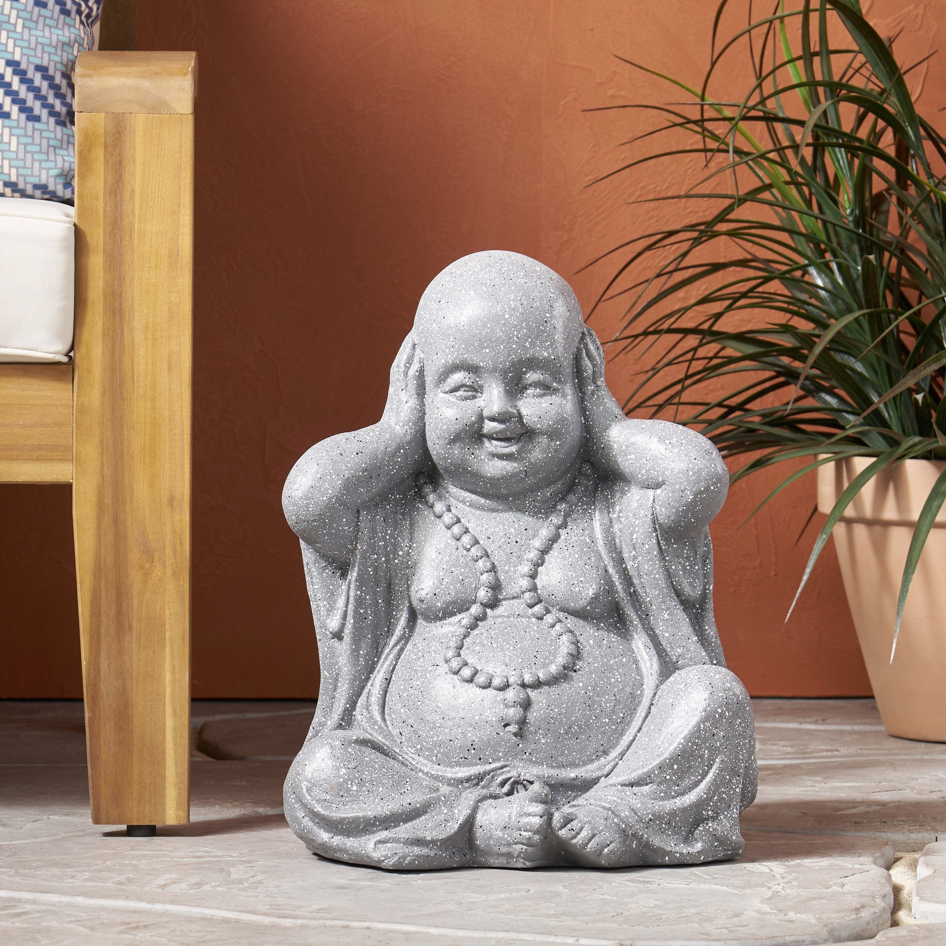 Harrod Outdoor Monk Statue, Stone Gray stone gray-magnesium oxide