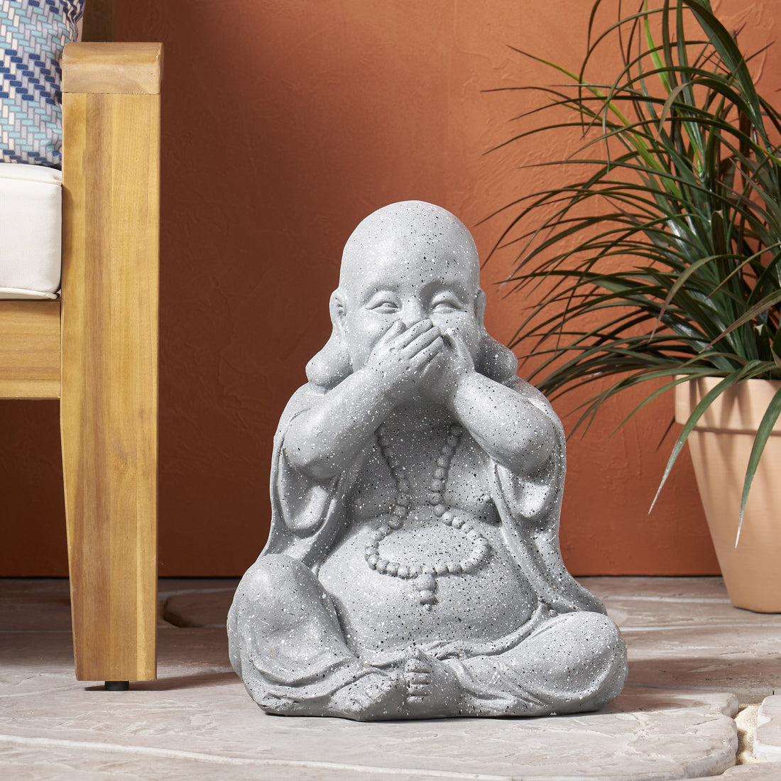 Harrod Outdoor Monk Statue, Stone Gray stone gray-magnesium oxide