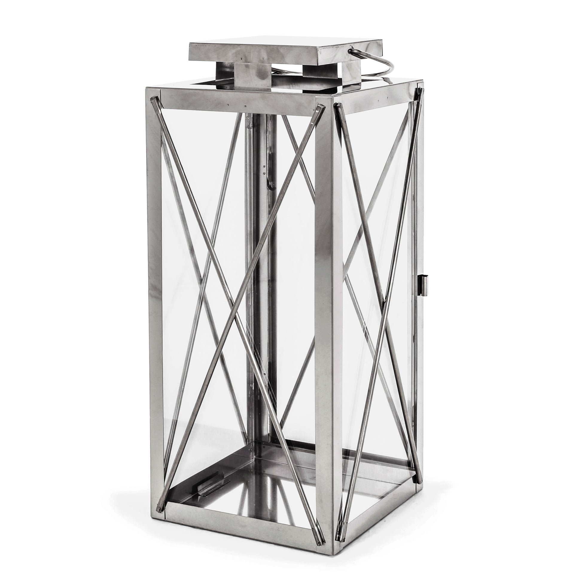 Deborah 14"H Stainless Steel Lantern - Silver