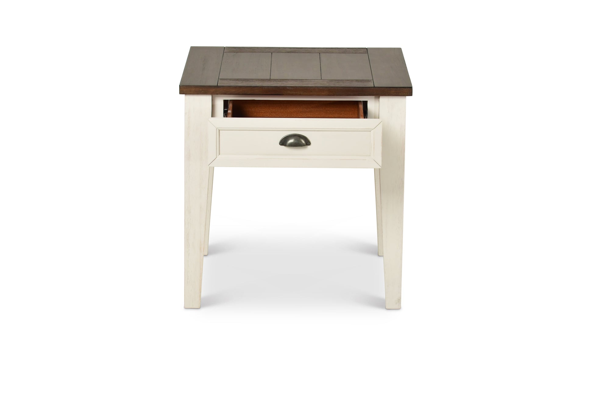 Cayla End Table Dark Oak White - White Wood