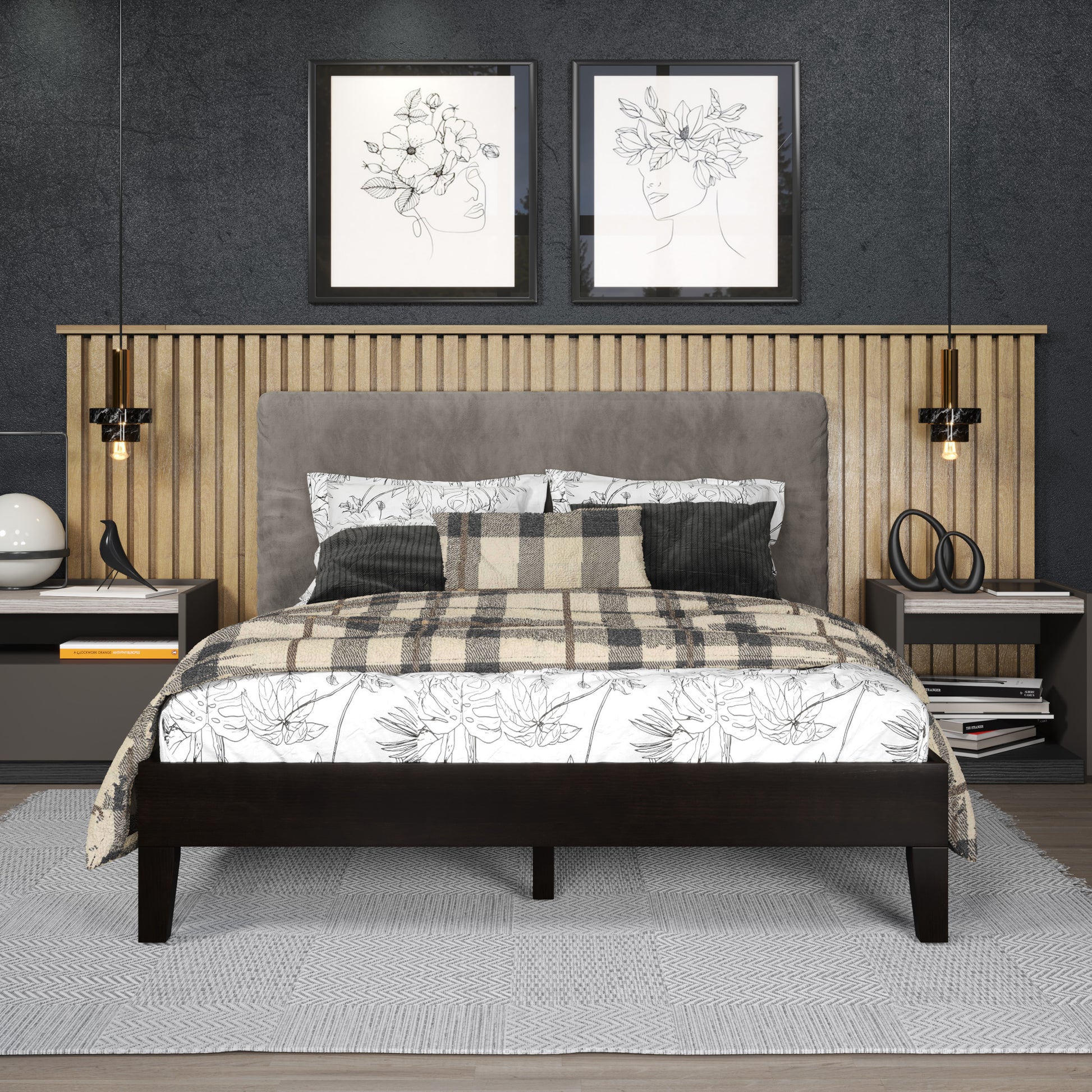 Nix Full Platform Bed Black - Full Black Wood