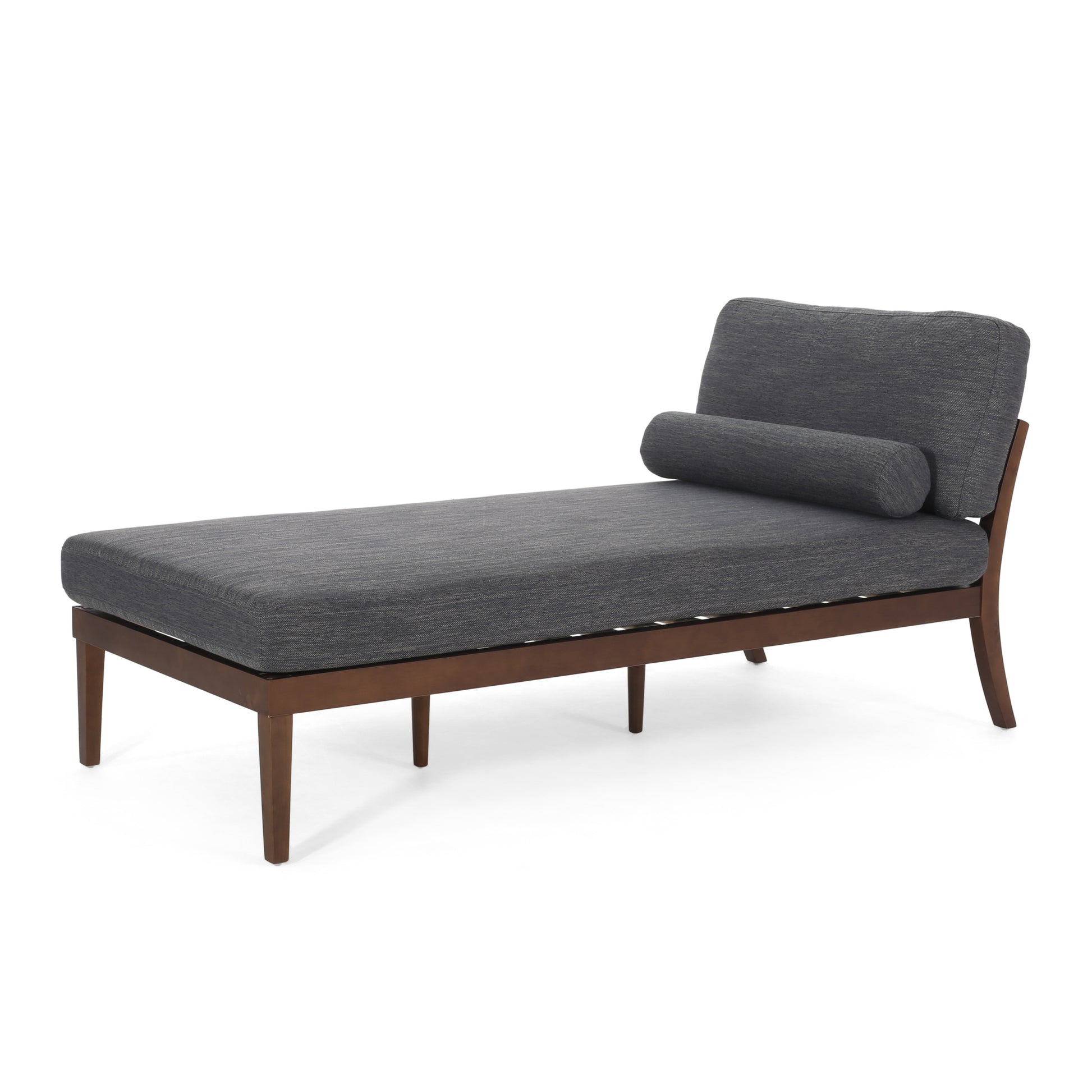 CHAISE LOUNGE charcoal-wood+waterproof fabric