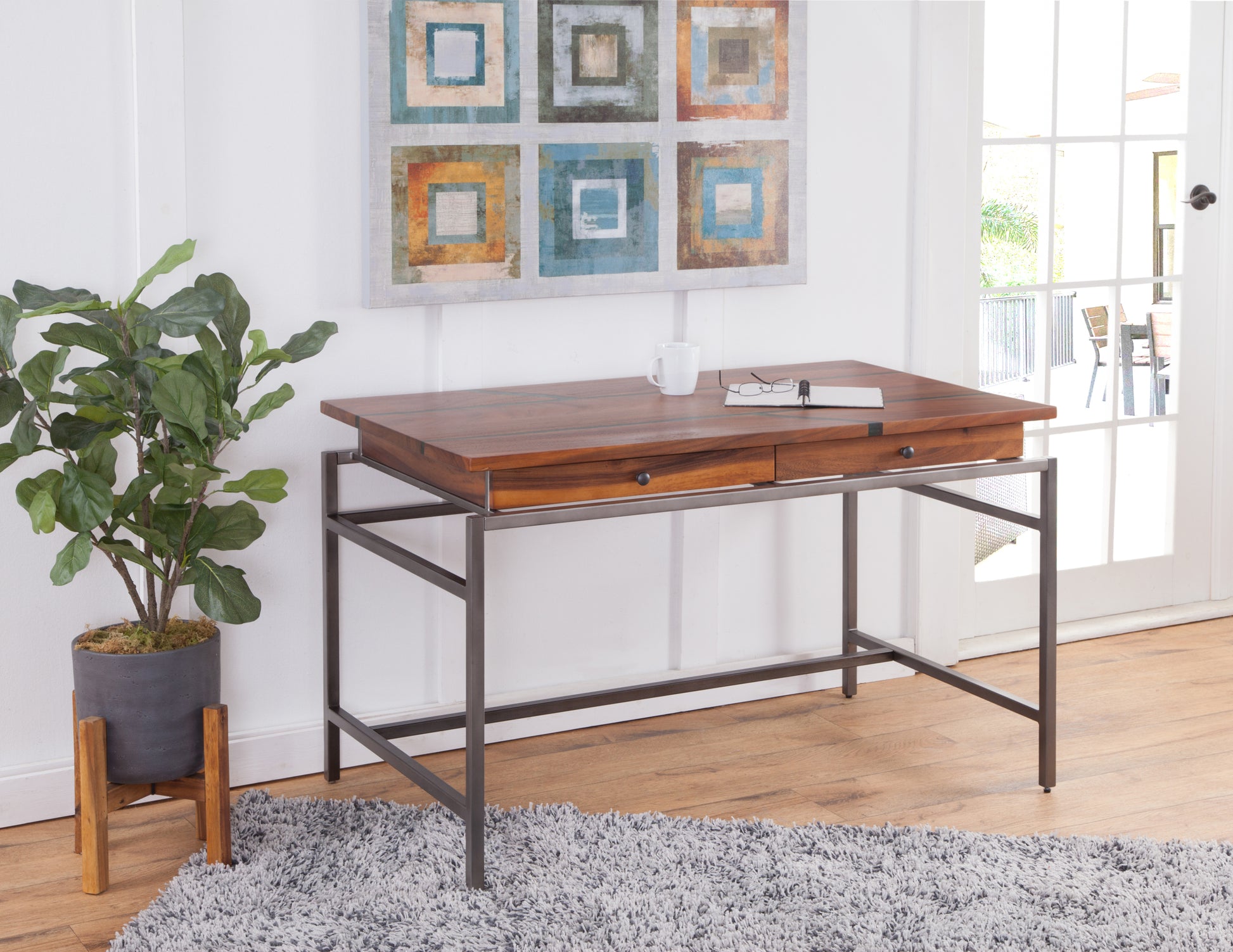 Tamra Desk With Drawers Brown - Brown Wood