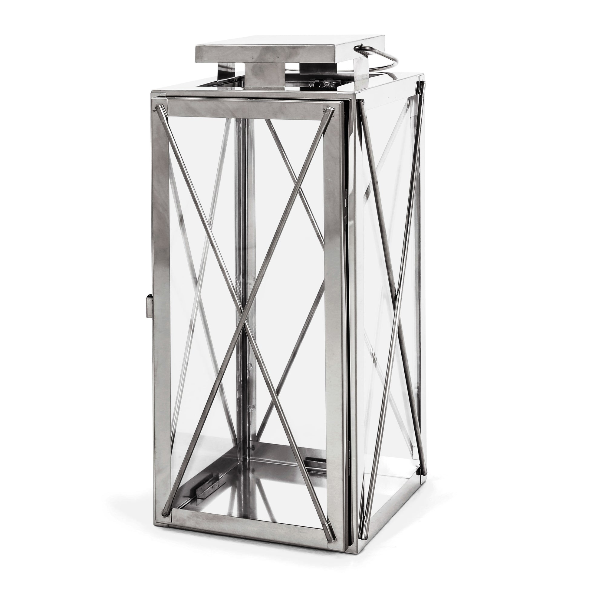 Deborah 14"H Stainless Steel Lantern - Silver