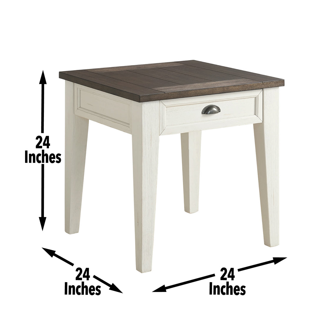 Cayla End Table Dark Oak White - White Wood