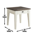 Cayla End Table Dark Oak White - White Wood