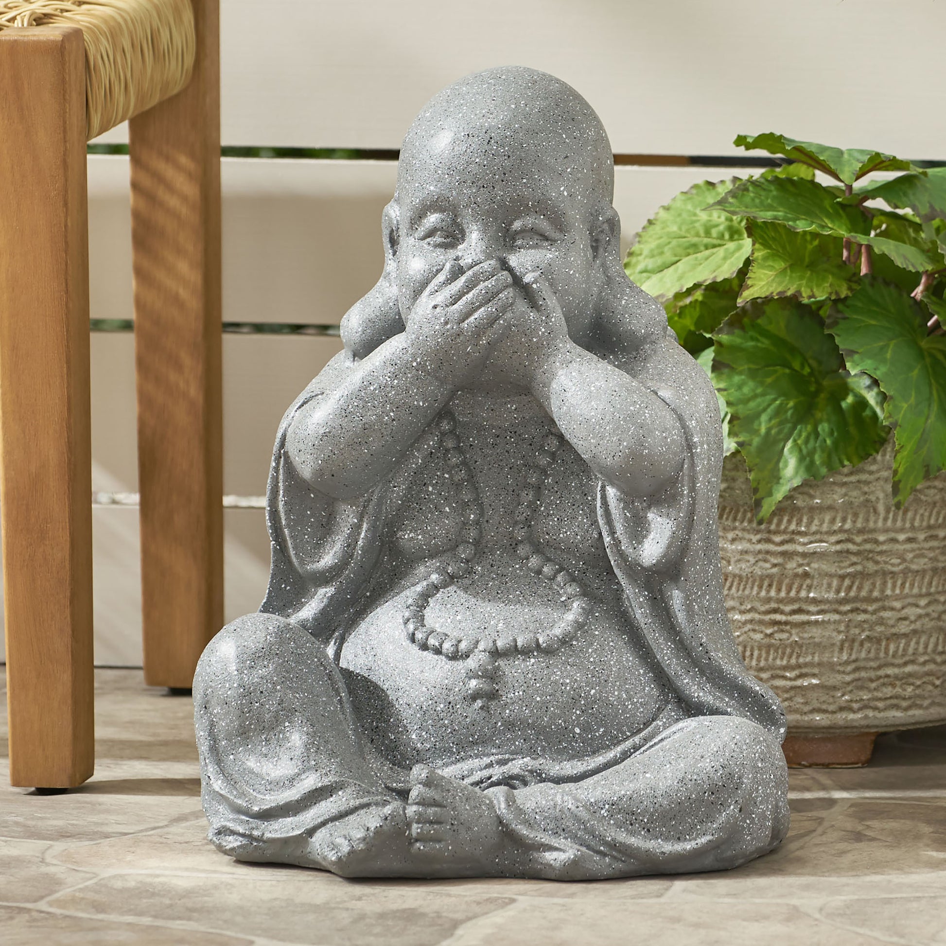 Harrod Outdoor Monk Statue, Stone Gray stone gray-magnesium oxide