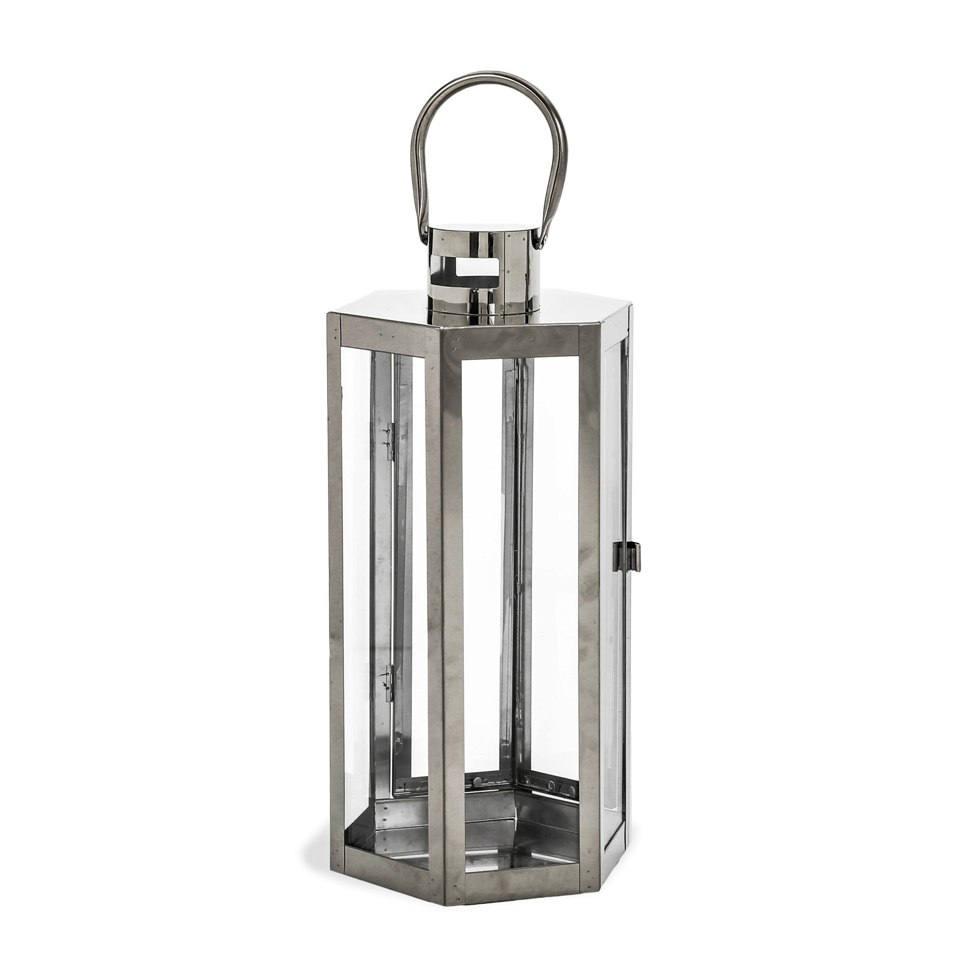 Frank 16"H Stainless Steel Lantern - Silver