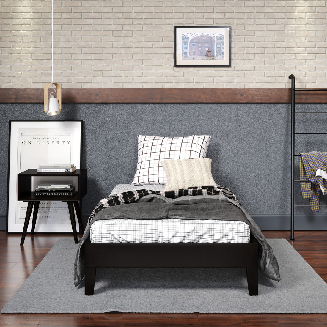 Nix Twin Platform Bed Black - Twin Black Wood