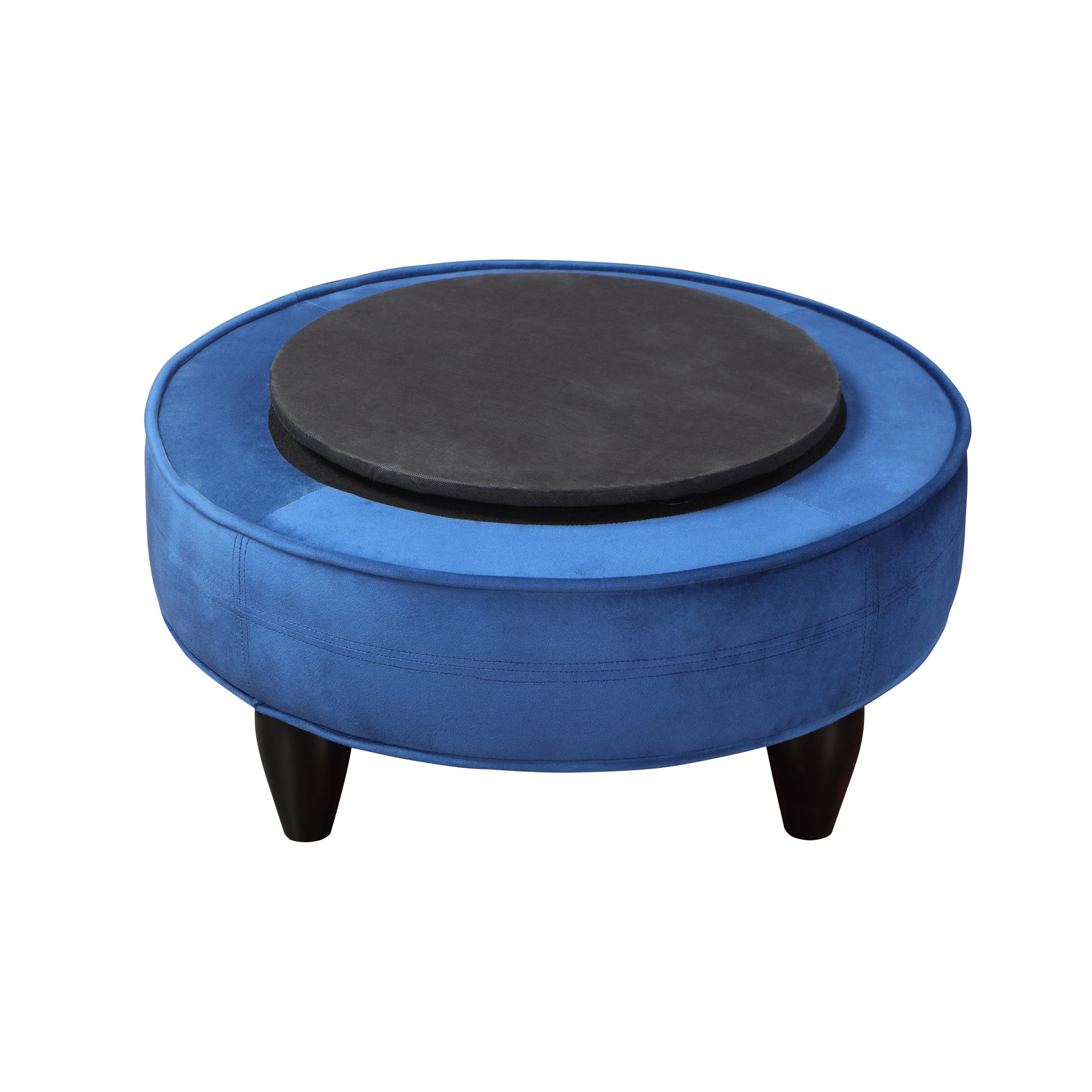 Sophia Swivel Chair Velvet Blue - Blue Wood