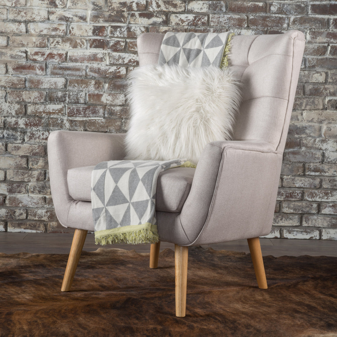 Club Chair - Wheat Wood Fabric