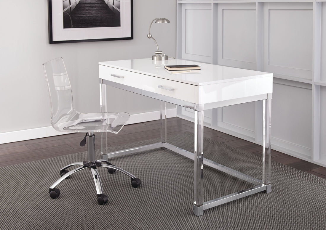 Everett Desk White - White Wood