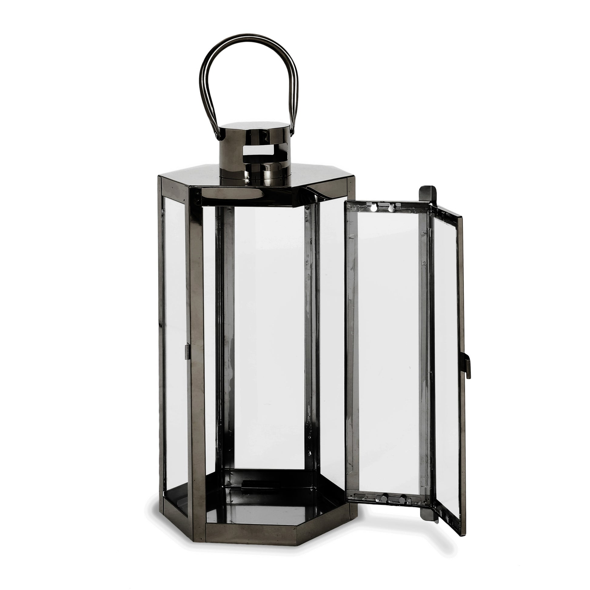 FRANK 16"H STAINLESS STEEL LANTERN black-stainless steel