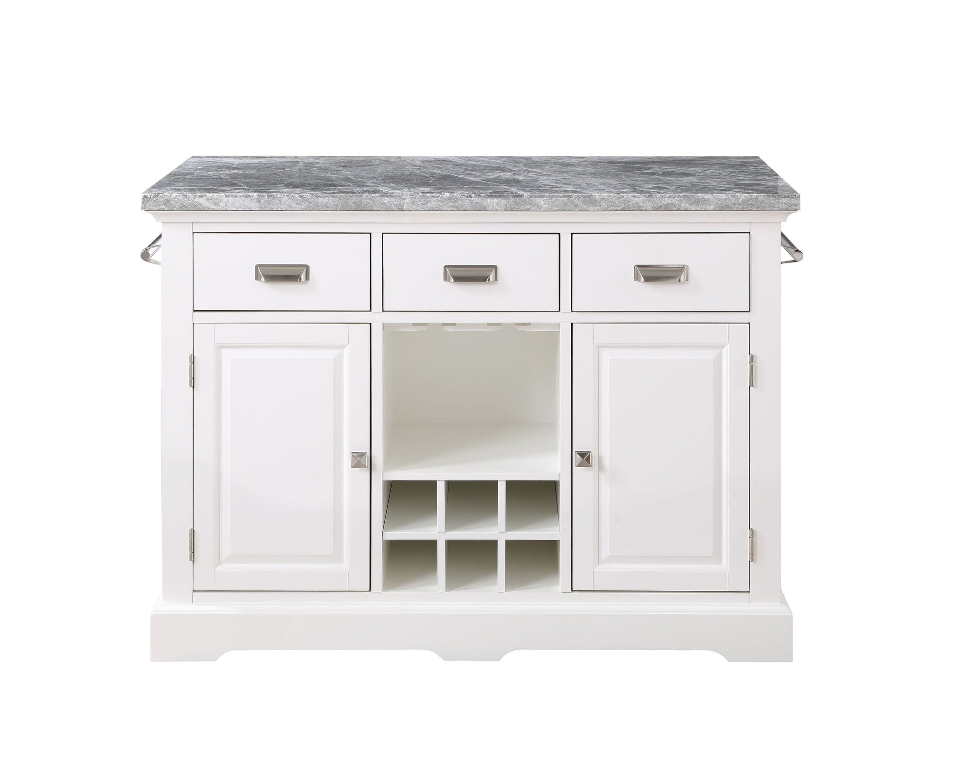 Zermatt Kitchen Island White - White Wood